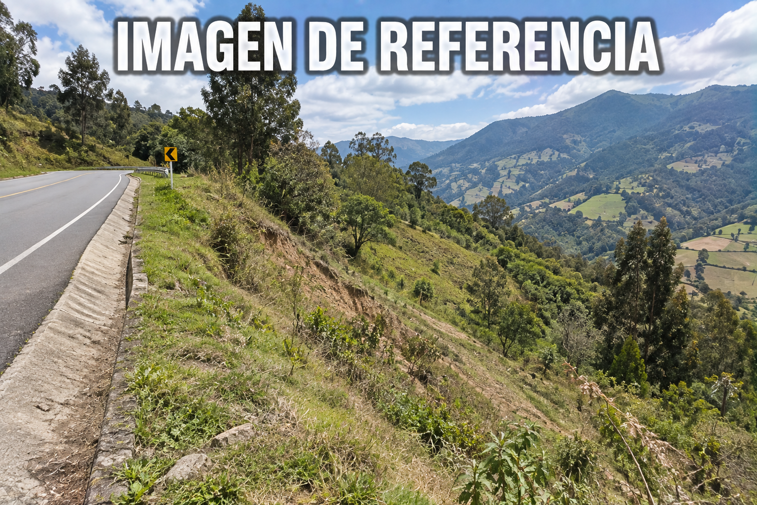 Imagen de referencia de terreno rural pendiente junto a carretera en Sotará, código 80842