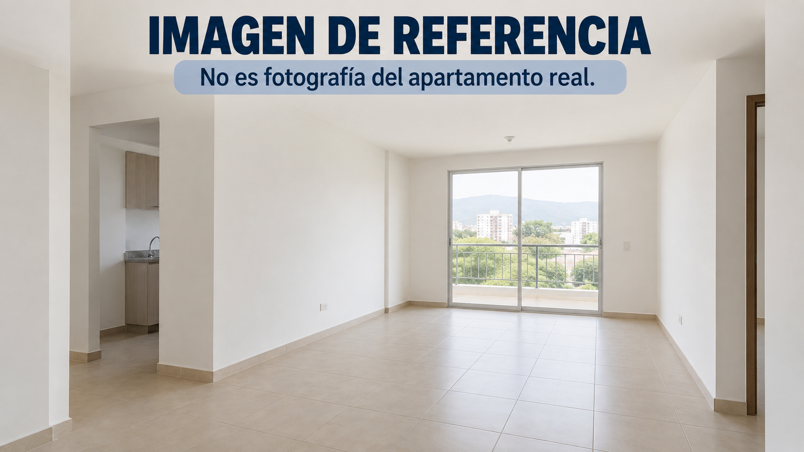 Imagen de referencia de apartamento, no fotografía real. Remate 81043 Cormoranes Cúcuta.