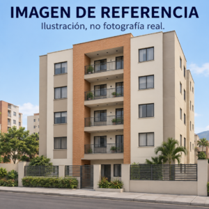 81021 — ilustración de referencia de edificio residencial en Bucaramanga; no fotografía real del apartamento.