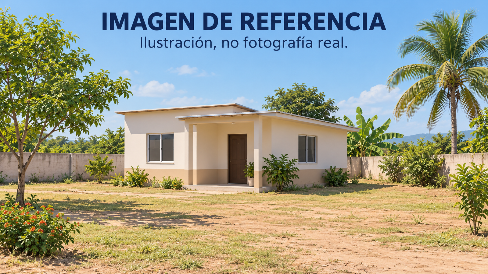 81020 — ilustración de referencia de casa con lote en Aguachica; no fotografía real.