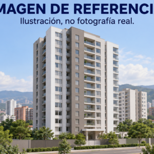 81018 — ilustración de referencia de torre residencial en Bucaramanga; no fotografía real del Condominio Monet.