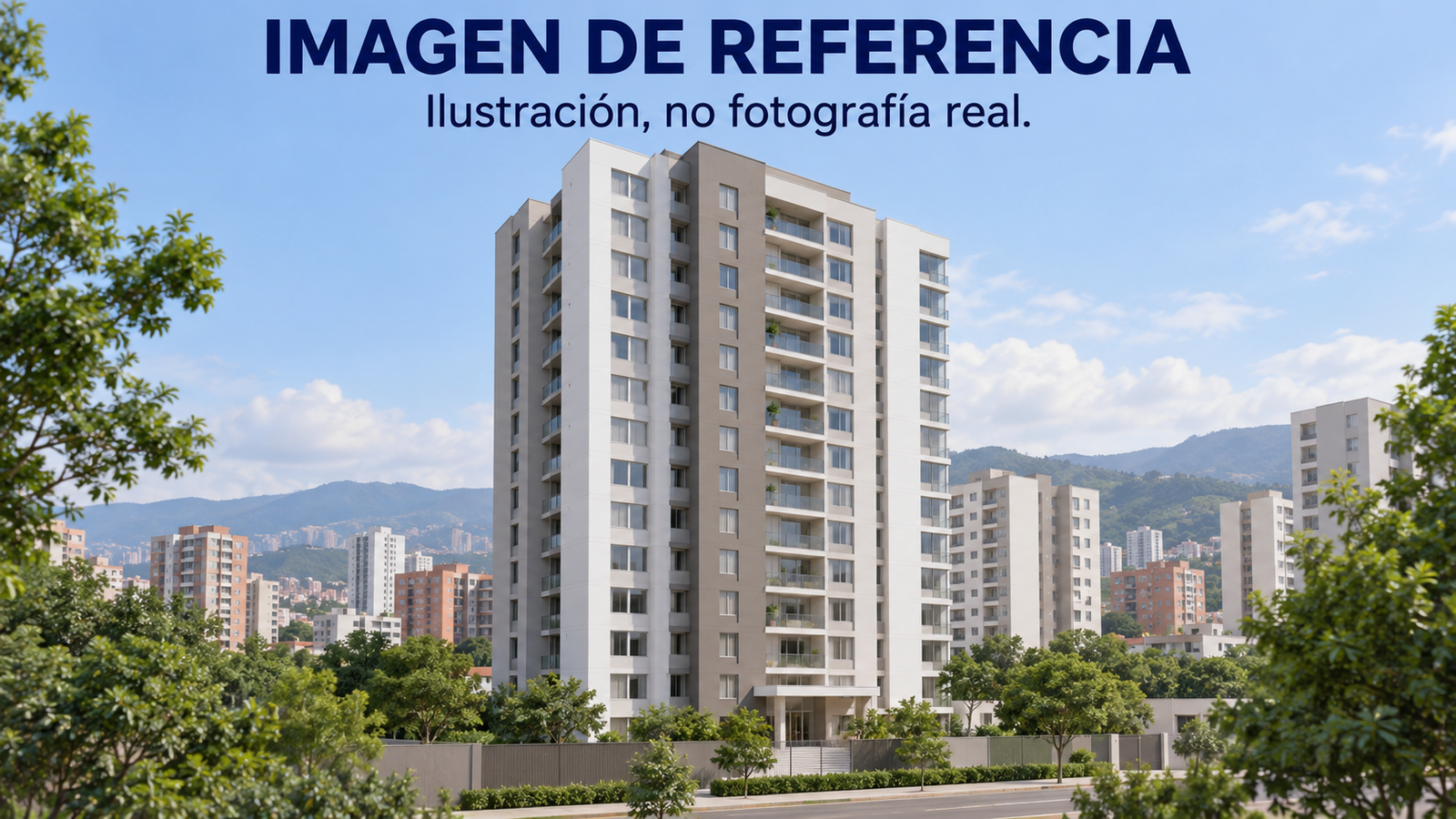 81018 — ilustración de referencia de torre residencial en Bucaramanga; no fotografía real del Condominio Monet.