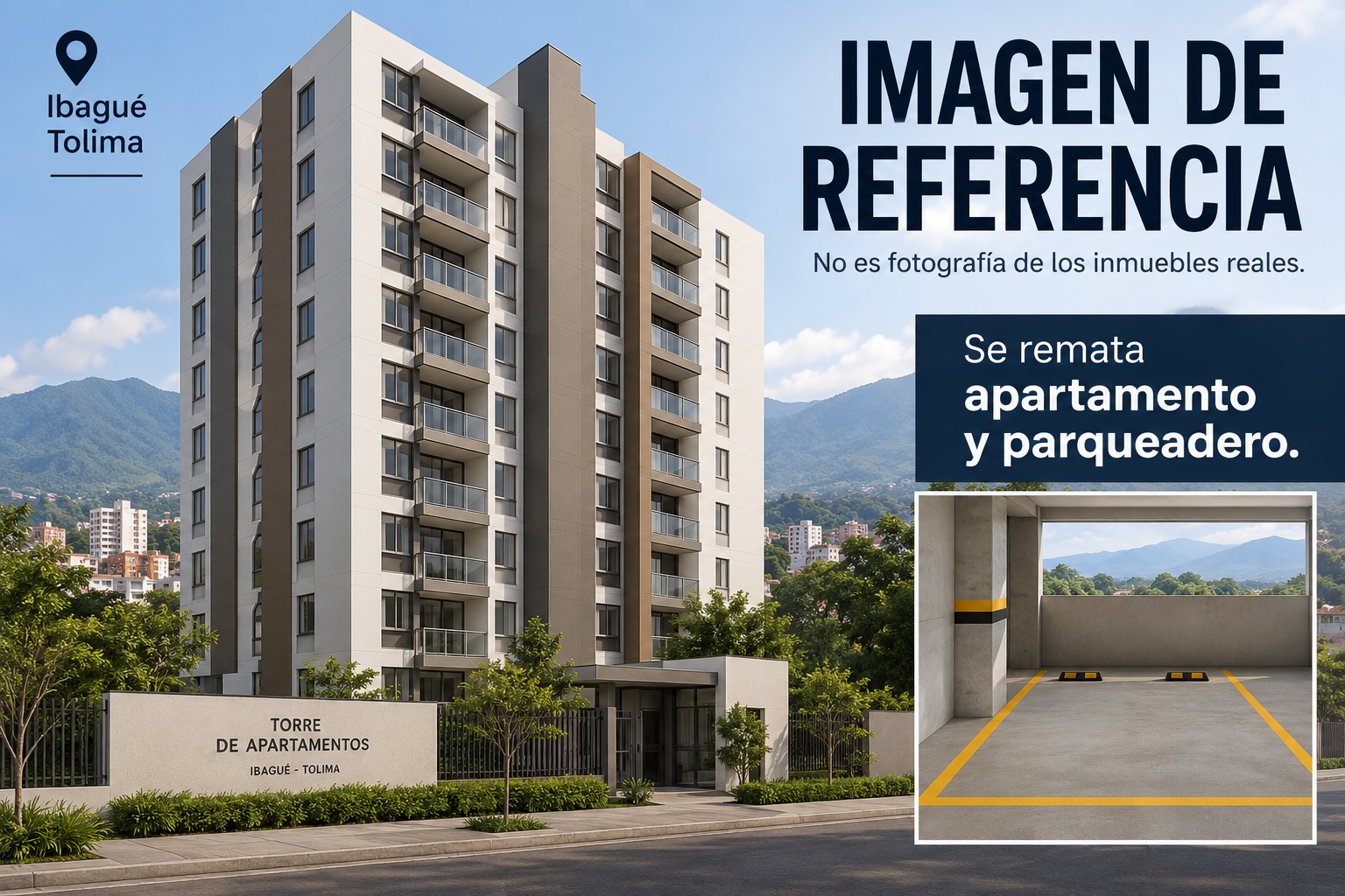 Imagen de referencia de apartamento y parqueadero en Ibagué para remate 81077.