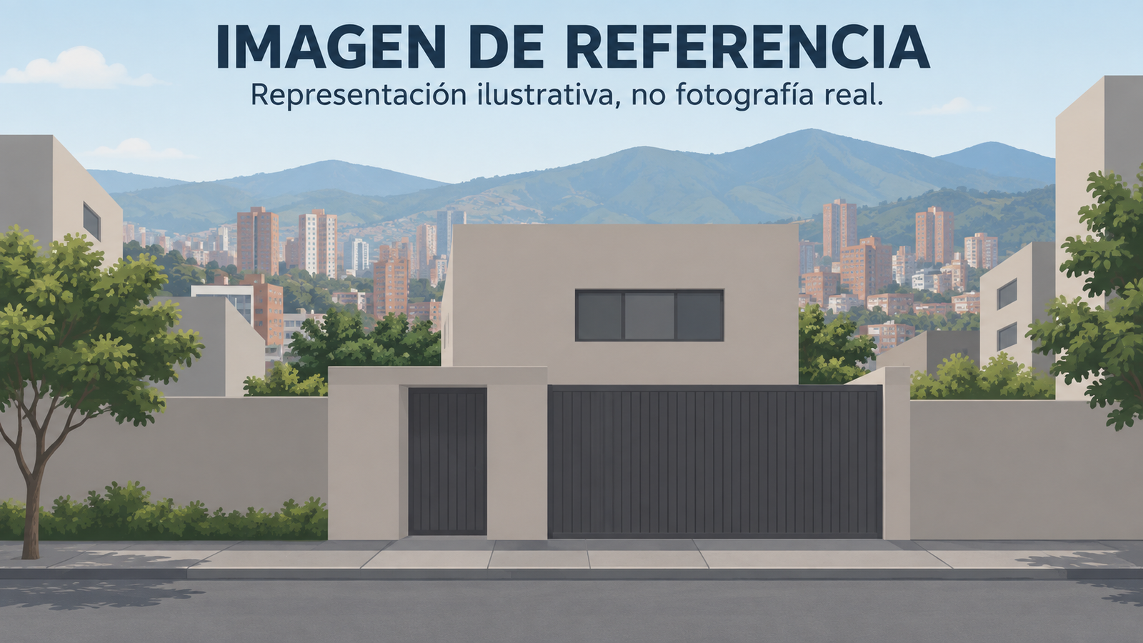 Ilustración de referencia de inmueble urbano, no fotografía real. Remate 81056 Medellín.