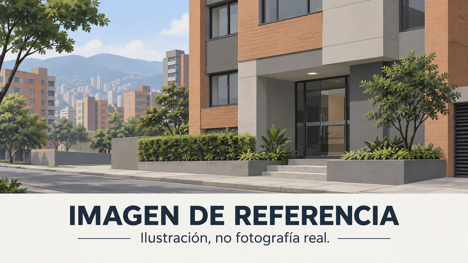 Ilustración de referencia, no fotografía real, de inmueble en Medellín. Remate 81054.