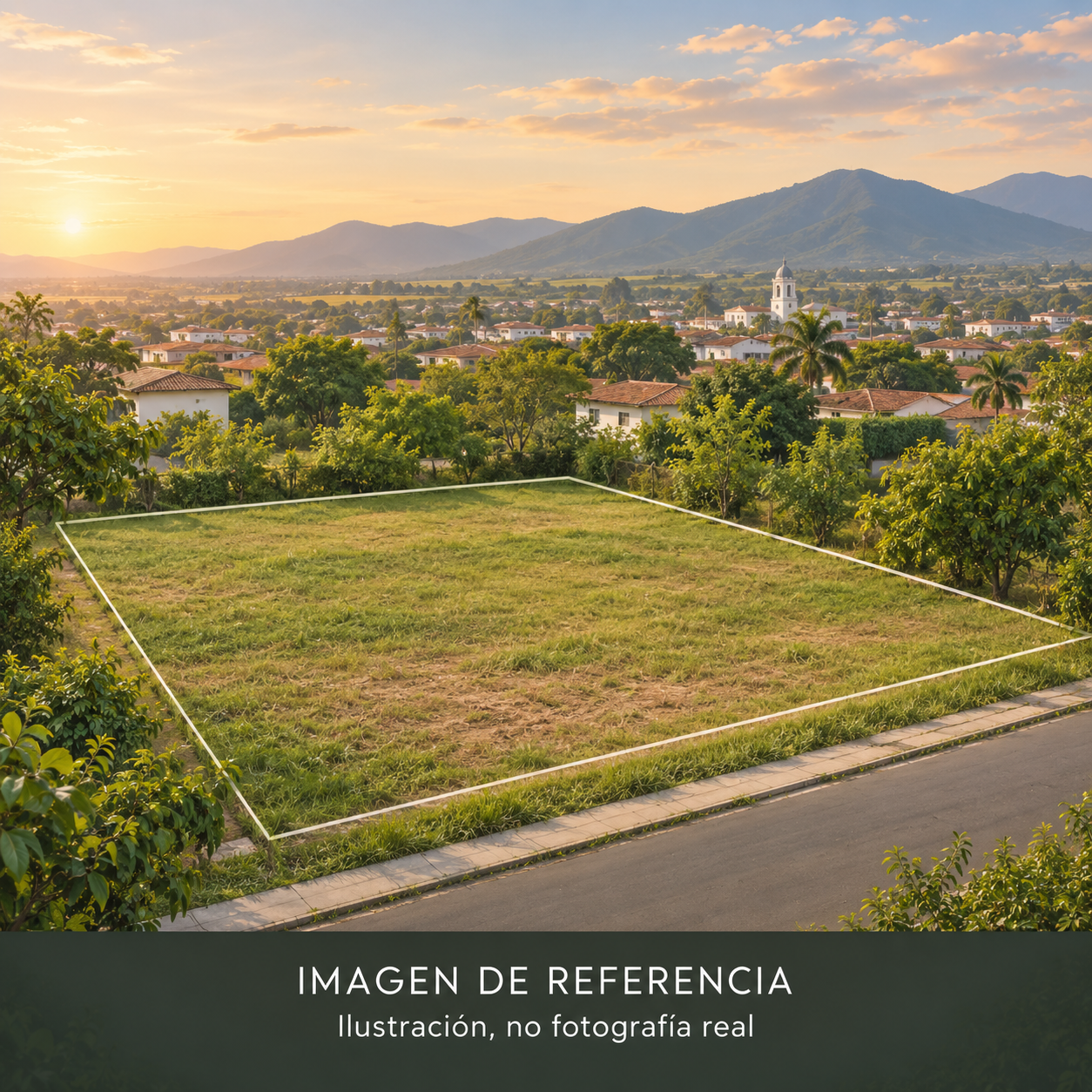Ilustración de referencia de lote urbano sin edificación visible; no es fotografía ni identifica el predio anunciado.